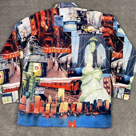 Vintage 33 Degrees New York All Over Print Button Down Shirt Men's Medium 90s - Picture 2 of 14